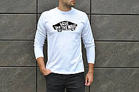 Мужская классическая футболка Vans 100% хлопок джерси в стиле ванс с рукавом 3/4 белого цвета