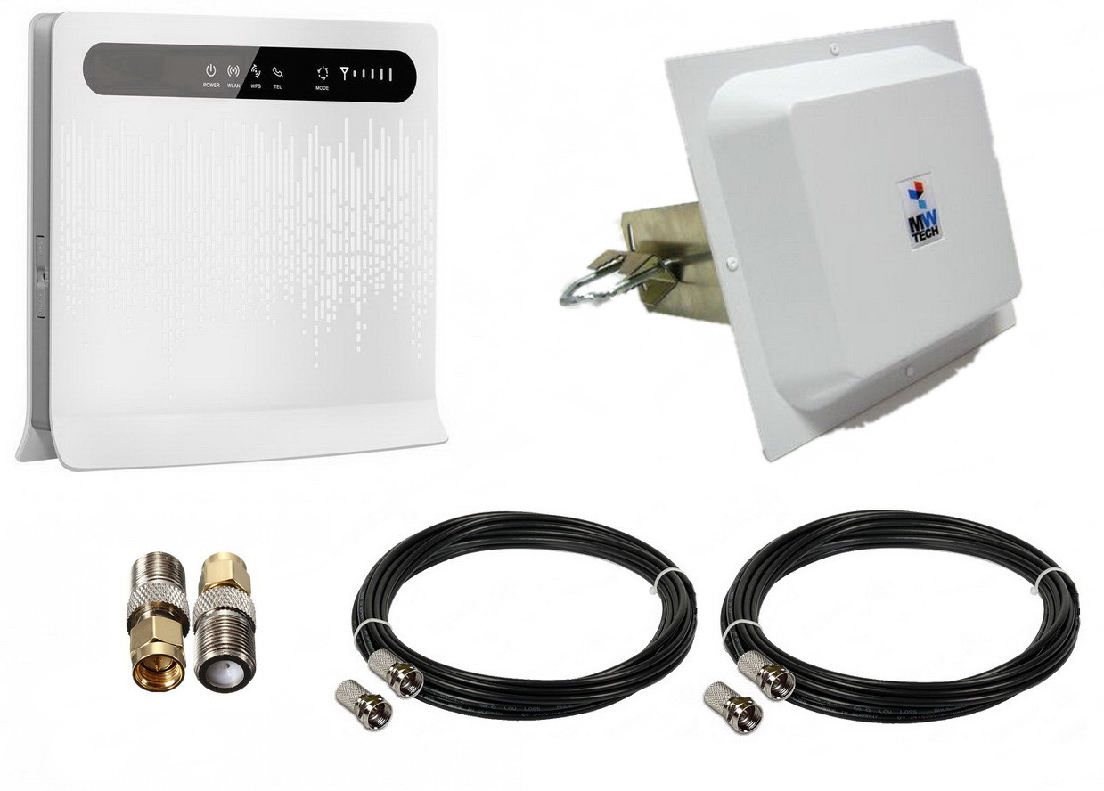 Стаціонарний 4G комплект Huawei B593u-12, MIMO Антена MW TECH 1700-2700 МГц 2*17 dBi, фото 1