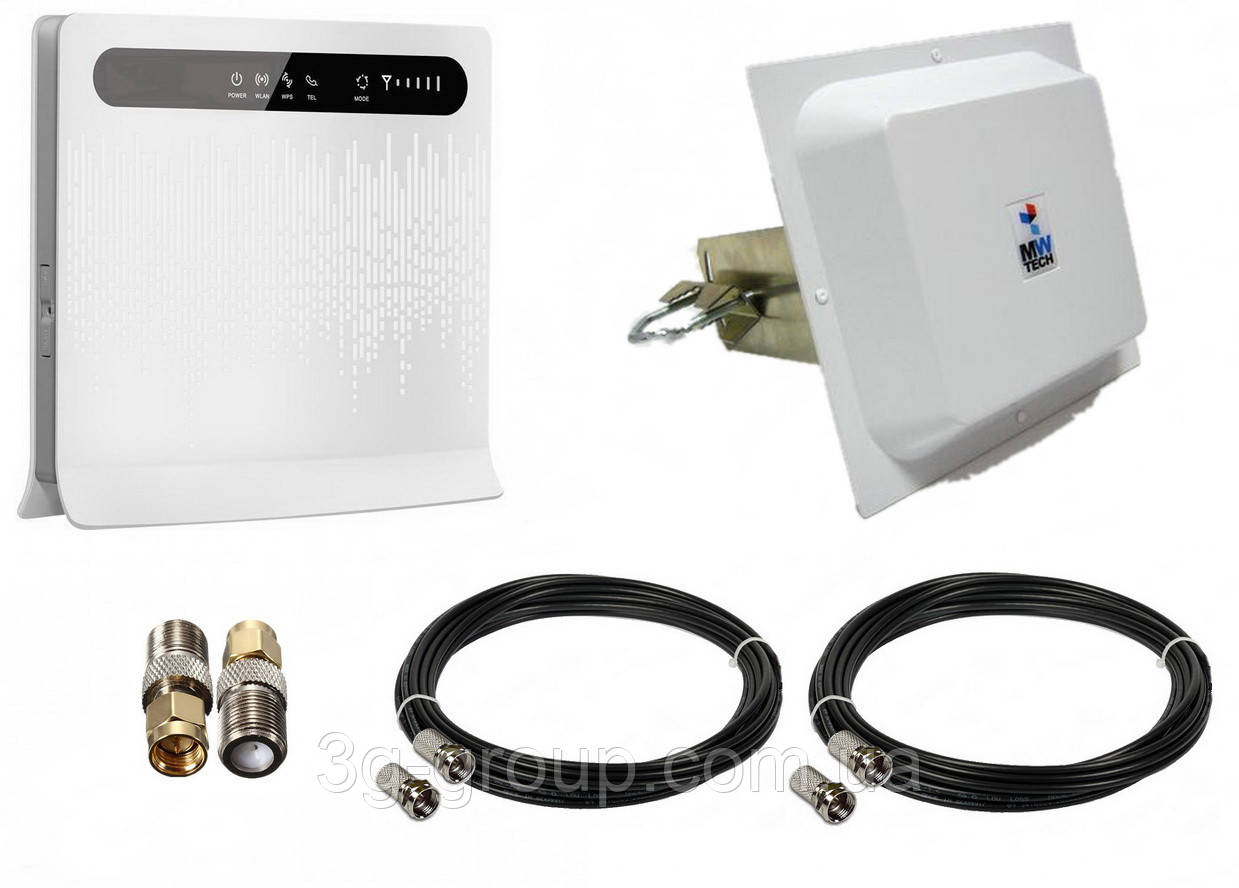 Стационарный 4G комплект Huawei B593, Антенна MIMO MW TECH 1700-2700 МГц 2*17 dBi
