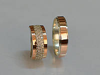 Пара обручальных колец из серебра с вставками из золота