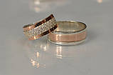 Пара обручок з срібла з вставками із золота, фото 2