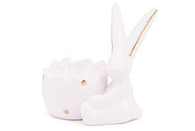 Підставка для яйця Великодній кролик,4 шт., колір - білий з золотом