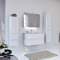 Комплект меблів у ванну кімнату "Адель" (тумба + караковина + сталь + дзеркальна шафа + пенал)