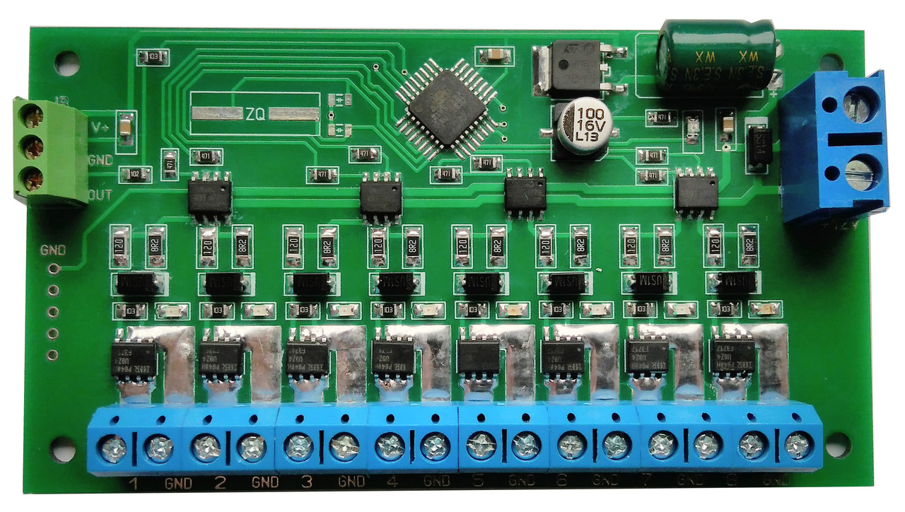 Плата контролера світлодинамічних ефектів 8 каналів посилена