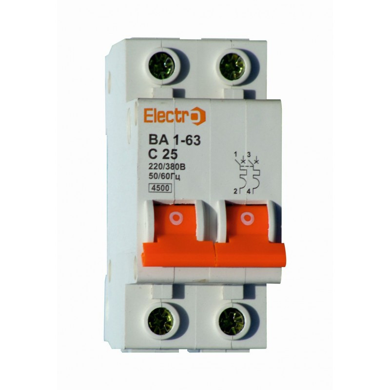 Автоматичний вимикач 2 полюсний 5 Ампер ВА1-63 4,5 kA