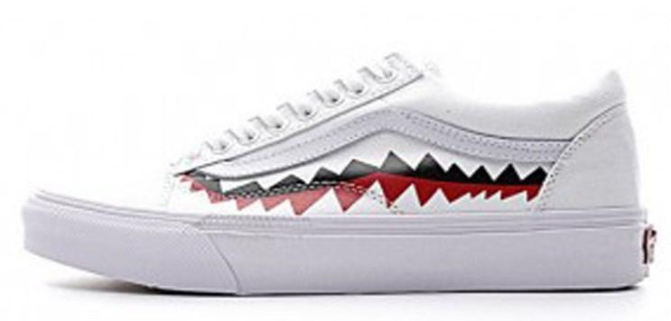 Кеды Bape x Vans Old Skool Shark Mouths White (ванс олд скул, белые), цена  1450 грн —  (ID#888665565)