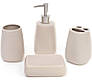 Набір аксесуарів для ванної кімнати (колір - бежевий): дозатор, підставка для зубних щіток, стакан, мильниця, фото 2