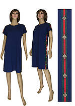 Плаття жіноче літнє трикотажне 19017 Gucci Dark Blue стрейч-коттон