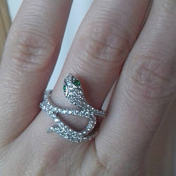 Срібне кільце у вигляді змії снейк символ 2025 року