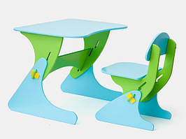 Стілець і стіл з регульованою висотою зелено-синій