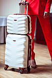 Чемодан дорожній середній + кейс саквояж Exlusive WINGS 402 Валіза сумка середня з кейсом 65х43х26см , білий, фото 2