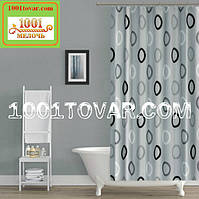 Шторка довга для ванної з тканини Rings V6 сіра Tropik, розмір 180х220 см., Туреччина