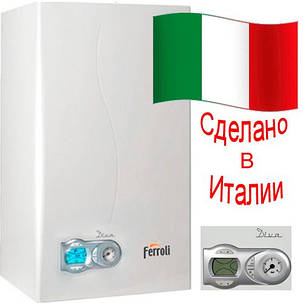 Котел газовий двоконтурний (настінний) Ferroli Divatech 24f (турбований), фото 1