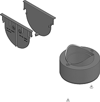 Комплект аксессуаров HAURATON TOP Х для черного желоба: 2 глухих заглушка и вертик. выпуск