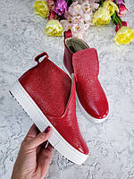 Красные ботинки детские подростковые для девочки с 32 размера осень весна, качественная подростковая обувь