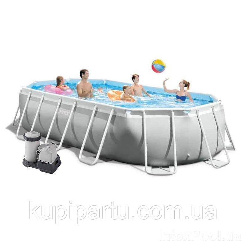 26798 Каркасний басейн INTEX Prism Frame Pool Oval (бала) 6,10х3,05х1,22+фільтр-насос картр. 5678 л/год