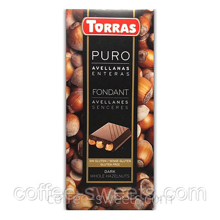 Шоколад чорний Torras Puro Fondant з цільними лісовими горіхами 200 г, фото 2