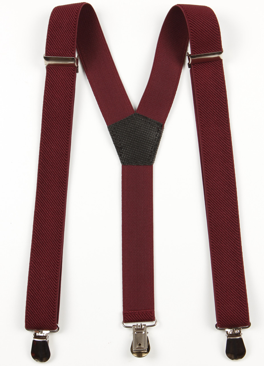 Підтяжки підліткові вузькі Y25 Top Gal бордові однотонні, фото 1