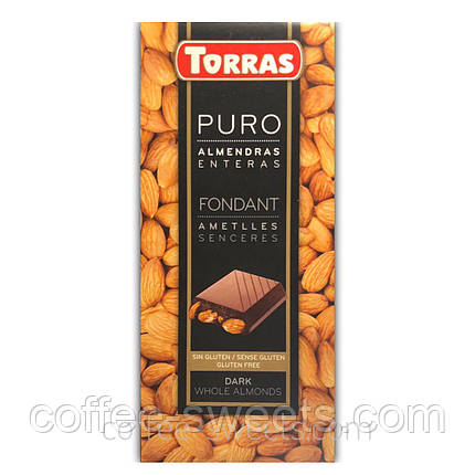 Шоколад чорний Torras Puro Fondant з мигдалем 200 г, фото 2