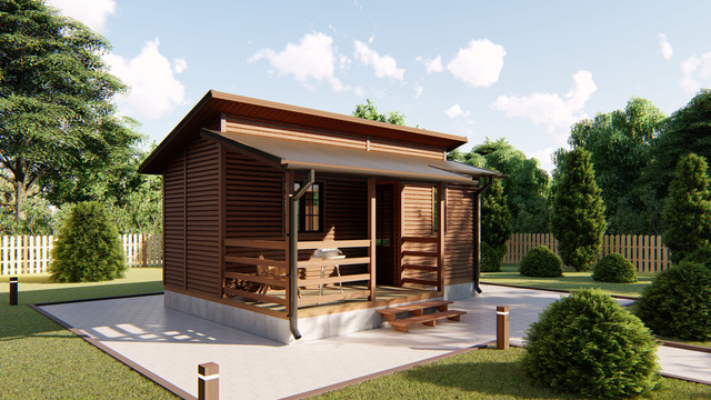 Садовий каркасно-щитовий будинок в скандинавському стилі фото 3