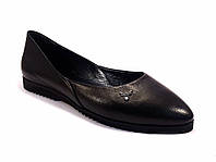 Балетки шкіряні чорні жіноче взуття Scara U Black Leather by Rosso Avangard