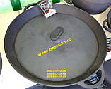 Сковорода гриль чавунна 340х40 з пресом чавунним на піч, барбекю, мангал, фото 2