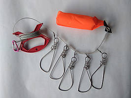 Кукан 5 карабінів із поплавцем