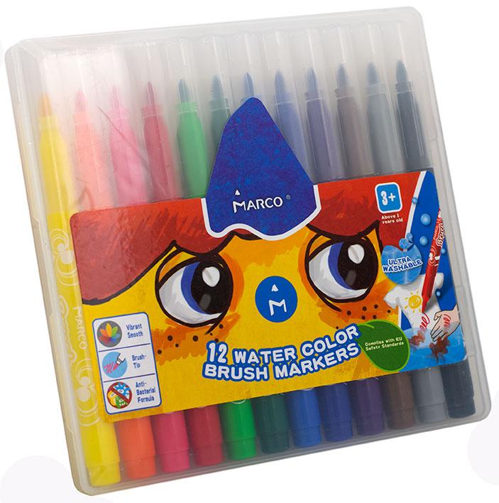 Фломастери-пензлики Marco Super Washable 12 кольорів 1633-12