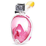 Повна маска для плавання Free Breath M2068G з кріпленням для камери L/XL Pink (3_6576), фото 3