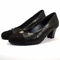 Туфлі-човник жіноче взуття Pyra Gold Black Lether Scales by Rosso Avangard шкіряні