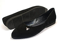 Балетки замшеві жіноче взуття великих розмірів Scarab V Gold White Vel by Rosso Avangard колір чорний
