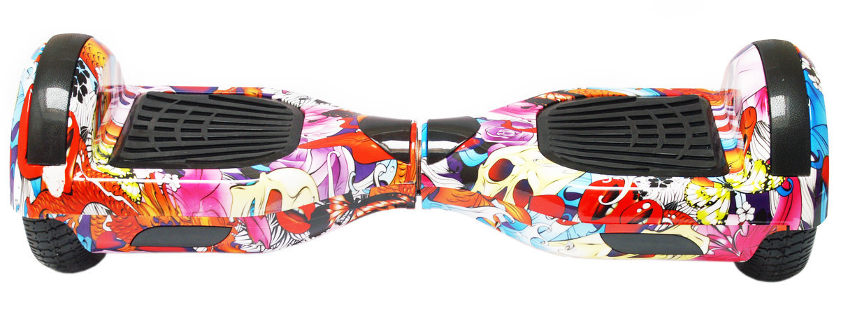 Гироборд 6,5" RIAS Самобаланс, Led, Bluetooth, сумка, пульт Flowers Graffiti (3_6848)