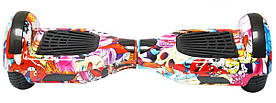 Гироборд 6,5" RIAS Самобаланс, Led, Bluetooth, сумка, пульт Flowers Graffiti (3_6848)