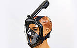 Повна панорамна маска для плавання Free Breath M2068G з кріпленням для камери L/XL Black (3_4119), фото 8