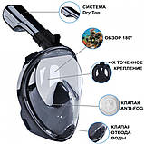 Повна панорамна маска для плавання Free Breath M2068G з кріпленням для камери L/XL Black (3_4119), фото 4