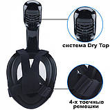 Повна панорамна маска для плавання Free Breath M2068G з кріпленням для камери L/XL Black (3_4119), фото 5