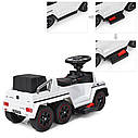 Дитячий електромобіль каталка-толокар M 3853 EL-1, Mercedes-Benz, гумові колеса, шкіряне сидіння, білий, фото 3