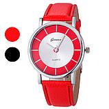 Стильний жіночий наручний годинник з червоним ремінцем Geneva 24364-2, фото 2