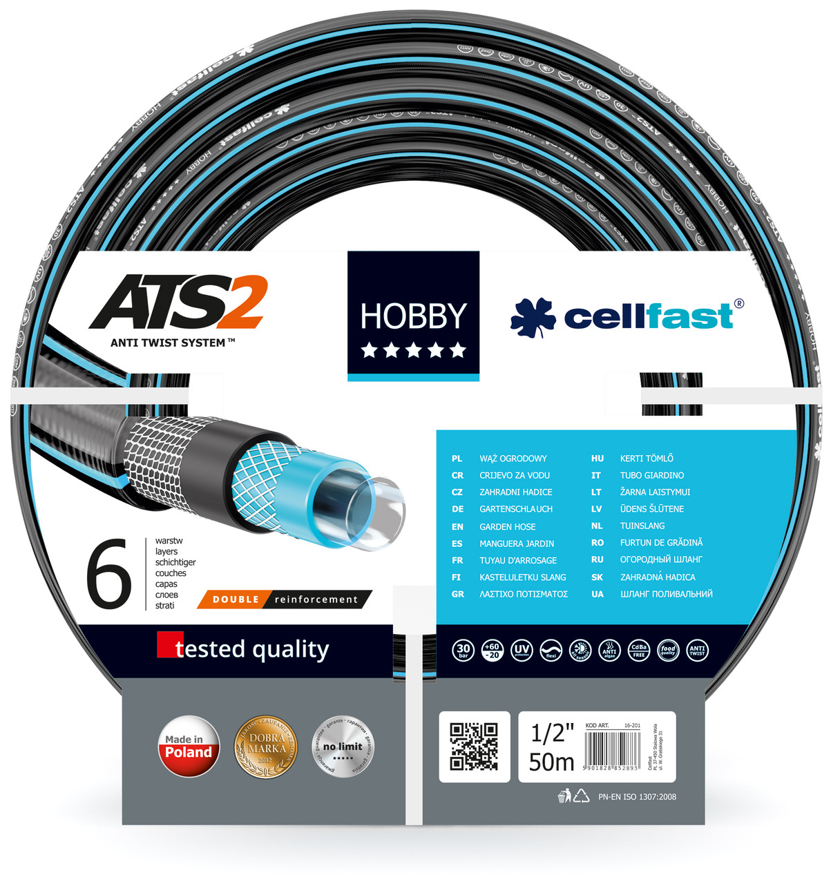 Шланг для поливу Cellfast Hobby садовий діаметр 1/2 дюйма, довжина 50 м (HB 1/2 50)
