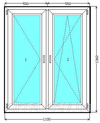 Металлопластиковое окно со штульповым открыванием КВЕ в Киеве. Окна Киев. Цены на окна Киев - фото 1 - id-p81691698