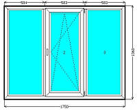 Металлопластиковое трехстворчатое окно EuroLine недорого Киев. Окна Киев. Цены на окна Киев