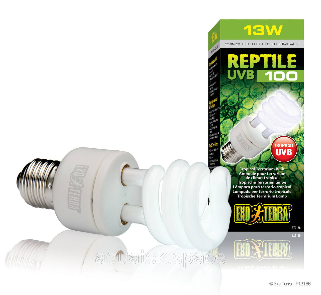 Лампа для тропічного тераріуму ExoTerra Repti Glo 5.0 Compact 13 W (Hagen РТ 2186)