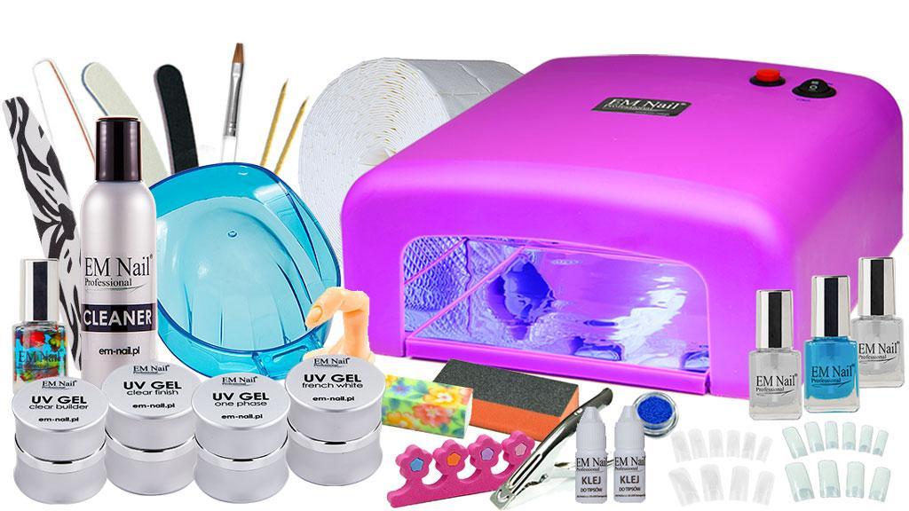 Манікюрний комплект УФ лампа + гель лаки + косметичні інструменти