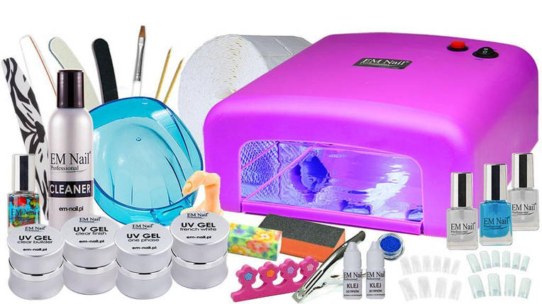 Манікюрний комплект УФ лампа + гель лаки + косметичні інструменти, фото 1
