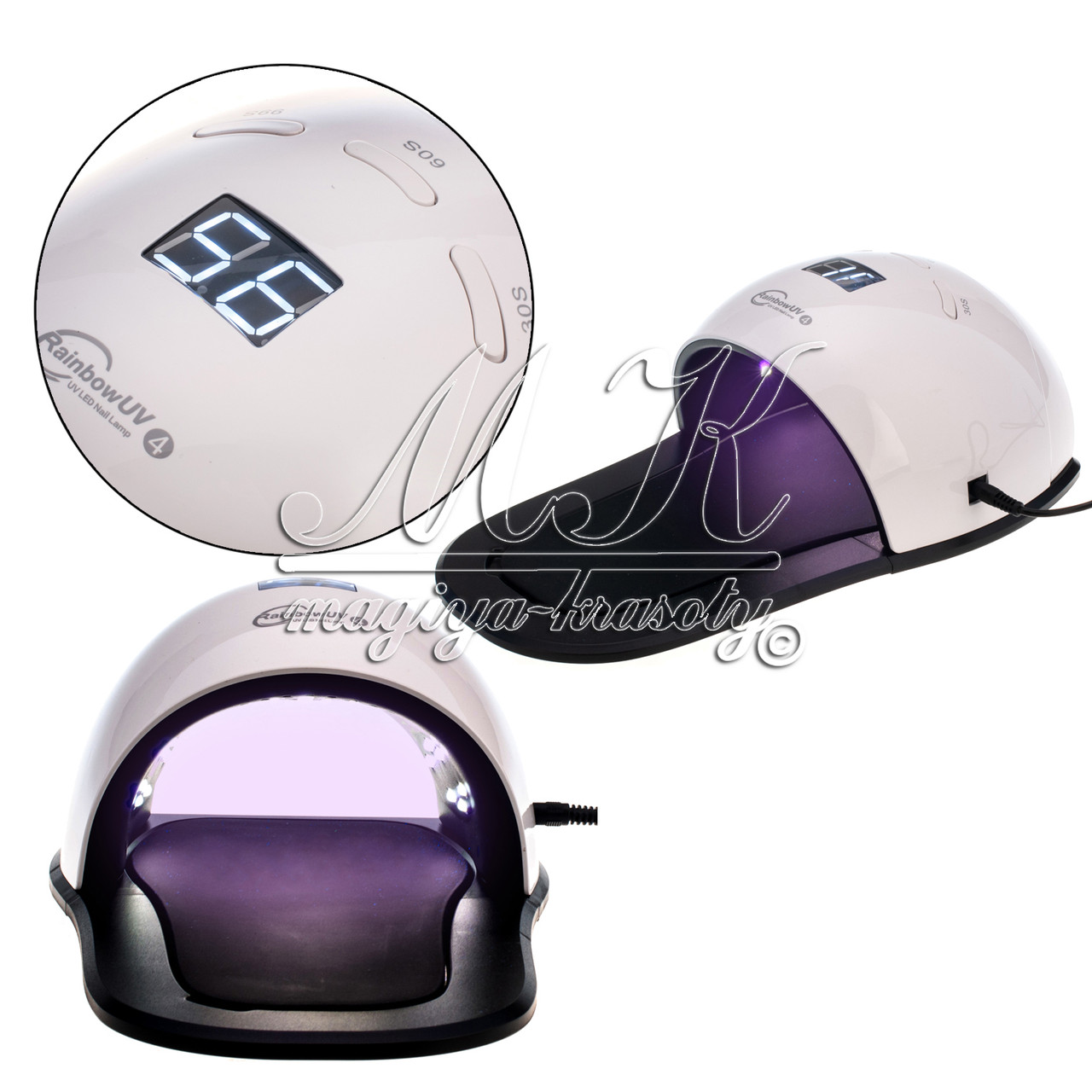 Лампа 2в1 UV/LED "Rainbow UV 4" 48WT для манікюру та педикюру (додаткове дно) біла