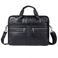 Портфель сумка мужской деловой кожаный WESTAL (черный)