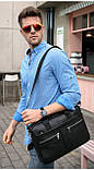 Чоловічий портфель з натуральної шкіри Шкіряний портфель чоловічий Сумка-портфель чоловічий для ноутбука Чорний, фото 3