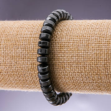 Браслет натуральний камінь Гематит гладкий рондель "шайба" d-8х5мм L- 18мм