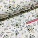 Тканина польська бавовняна пташка, метелики та квіточки сіро-бежеві на білому (0376), фото 3