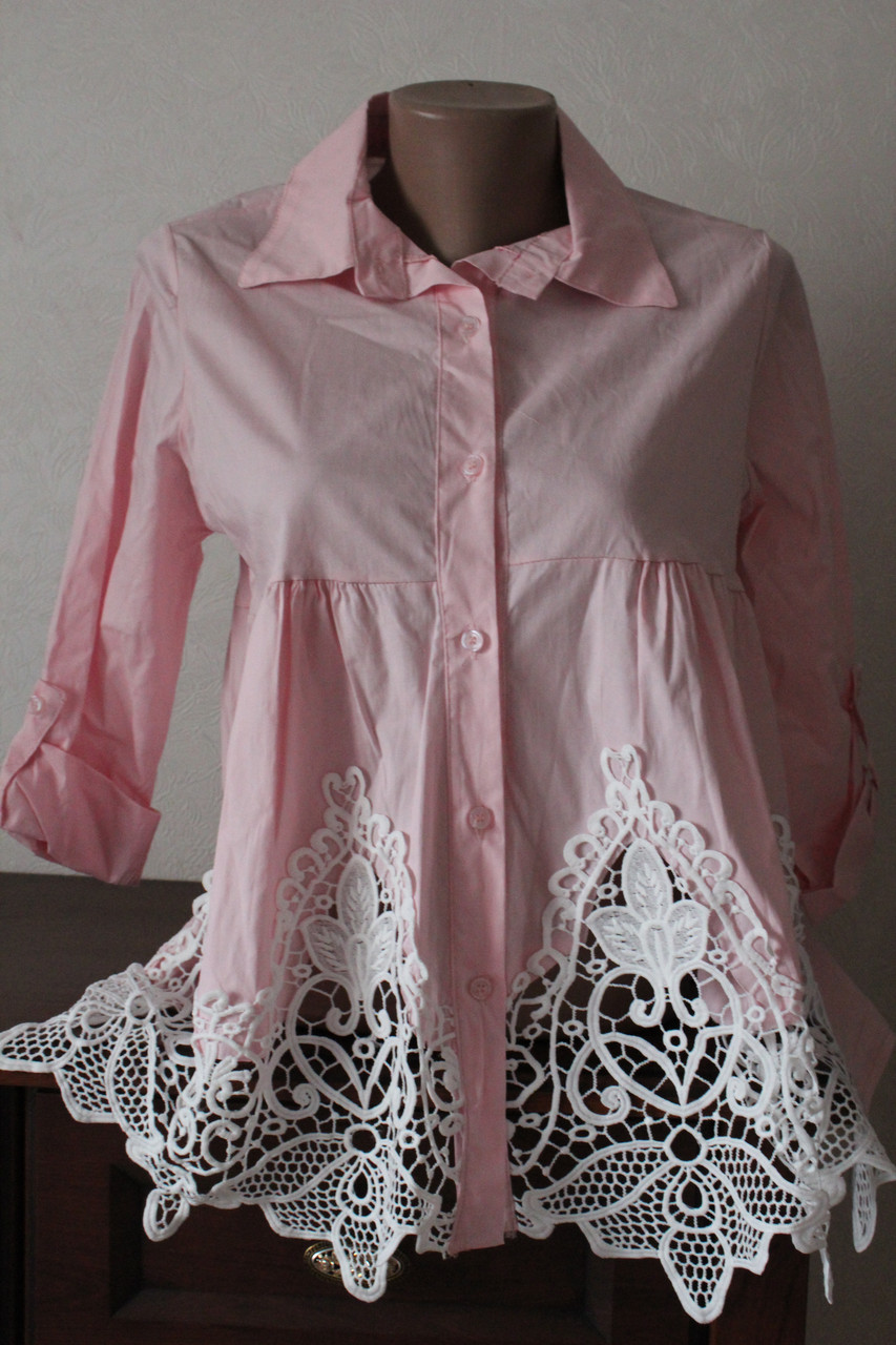 Блуза жіноча з кружевом знизу, фото 1